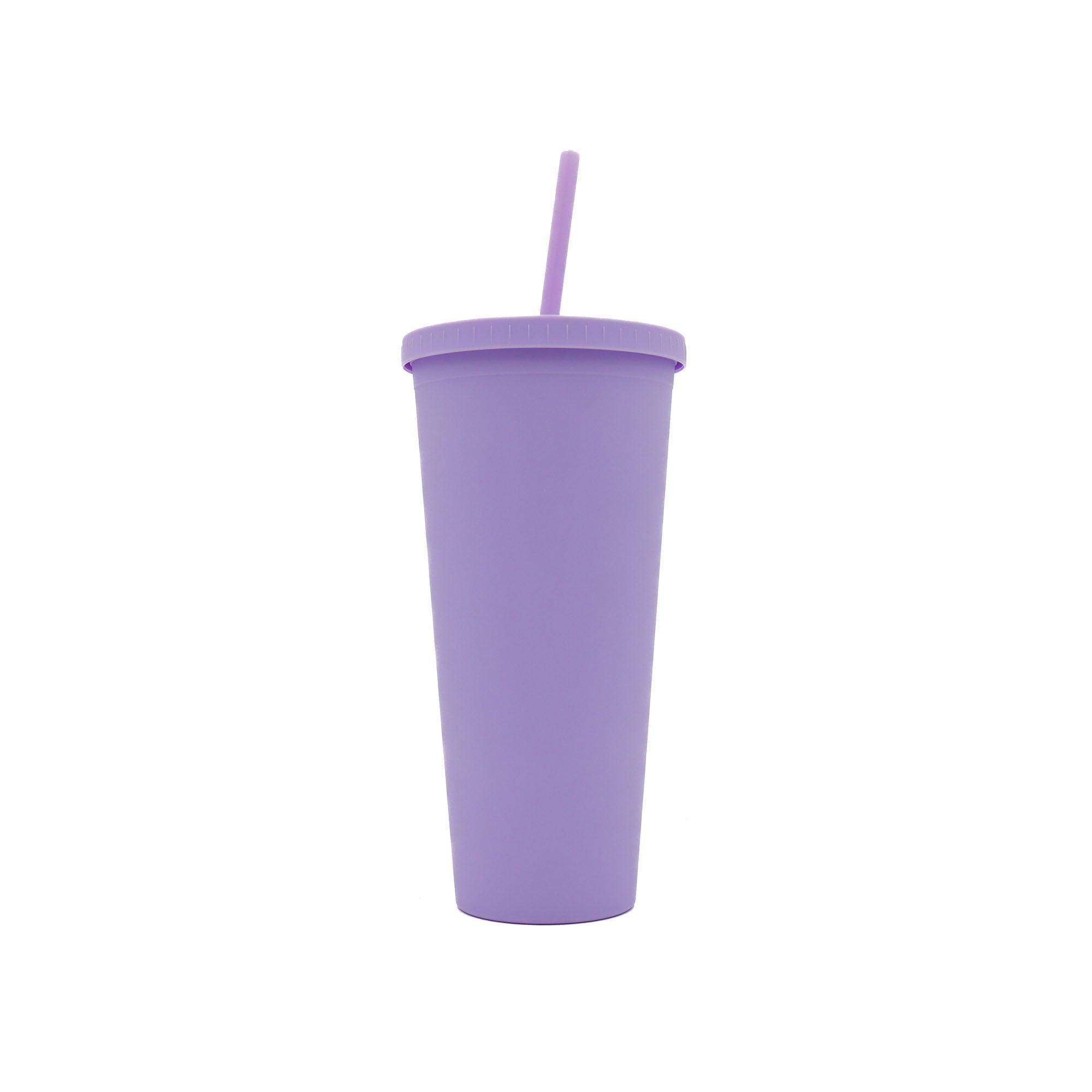 Acrylic Drinking Tumbler 600ml Pastel Colored Matte Finish Cup & Straw