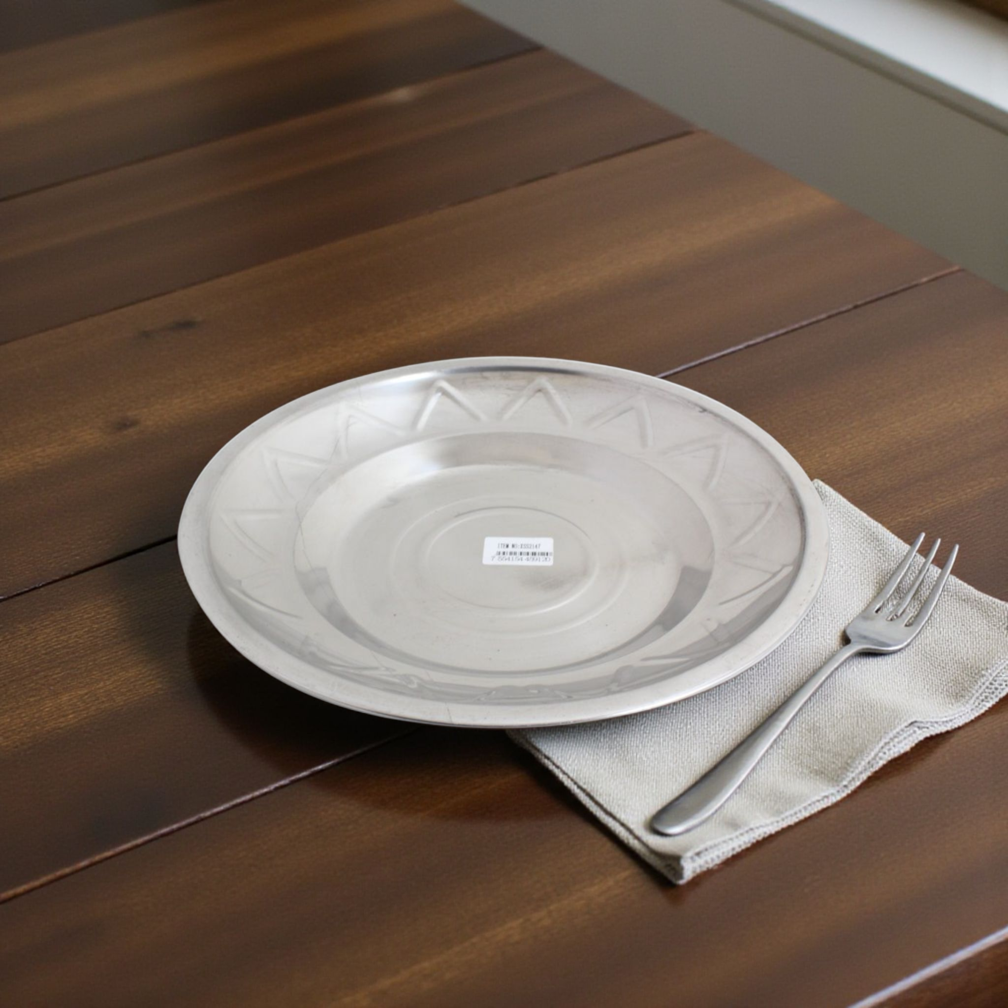Dinner Plate 26cm Stainless Steel Metal - Cafeteria Feeding Plate