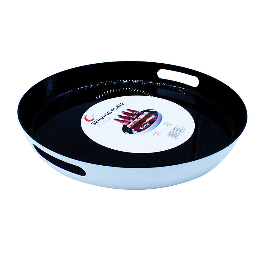 Serving Tray Round 38x5.5cm With Inlet Punch handles