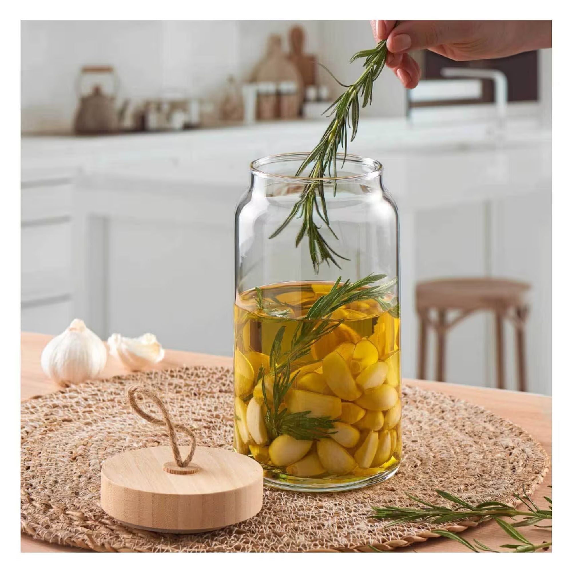 Pasabahce Glass Storage Jar 1130ml Bamboo Lid 23999