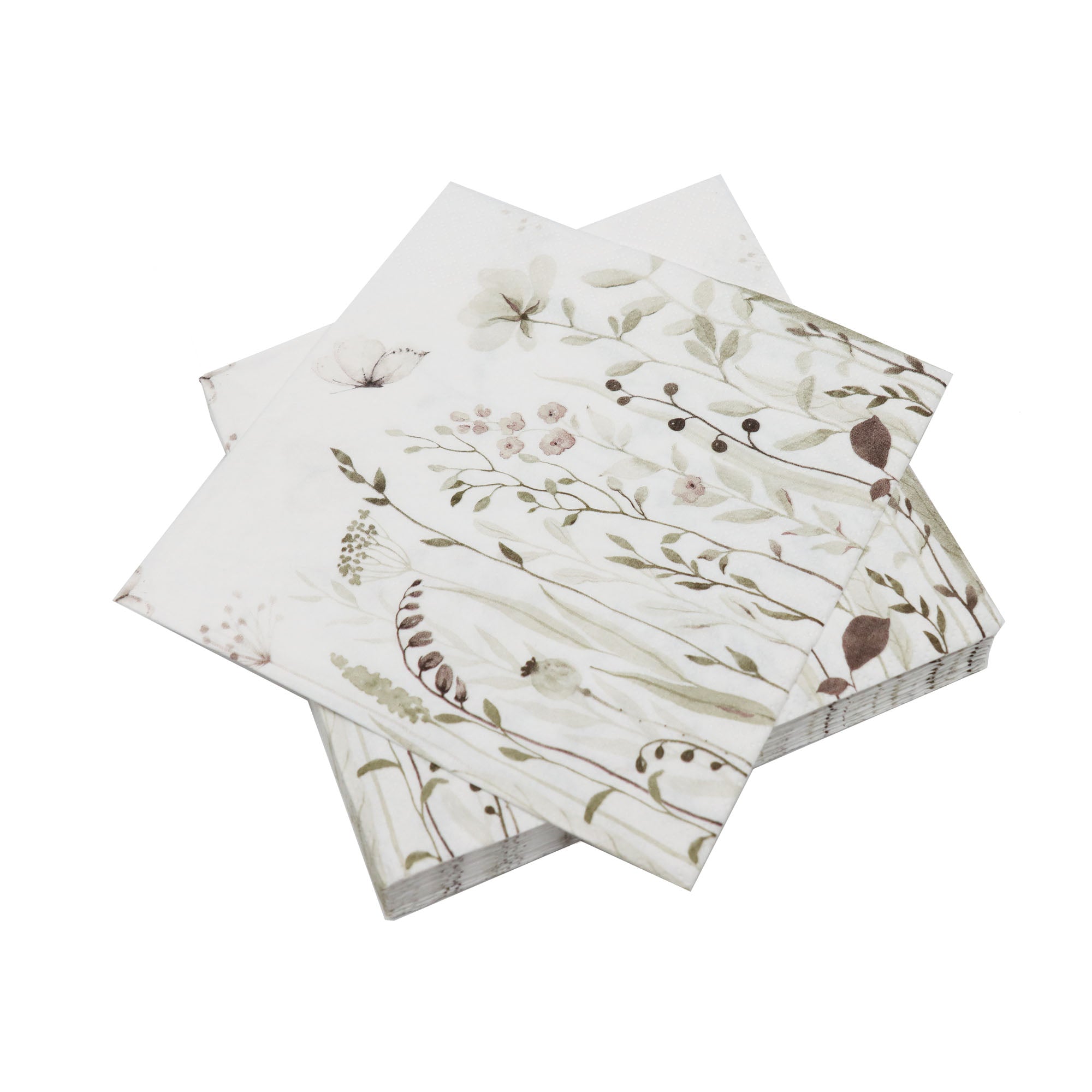 Luncheon Table Paper Serviettes 3ply 33x33cm White Flower 20Pack