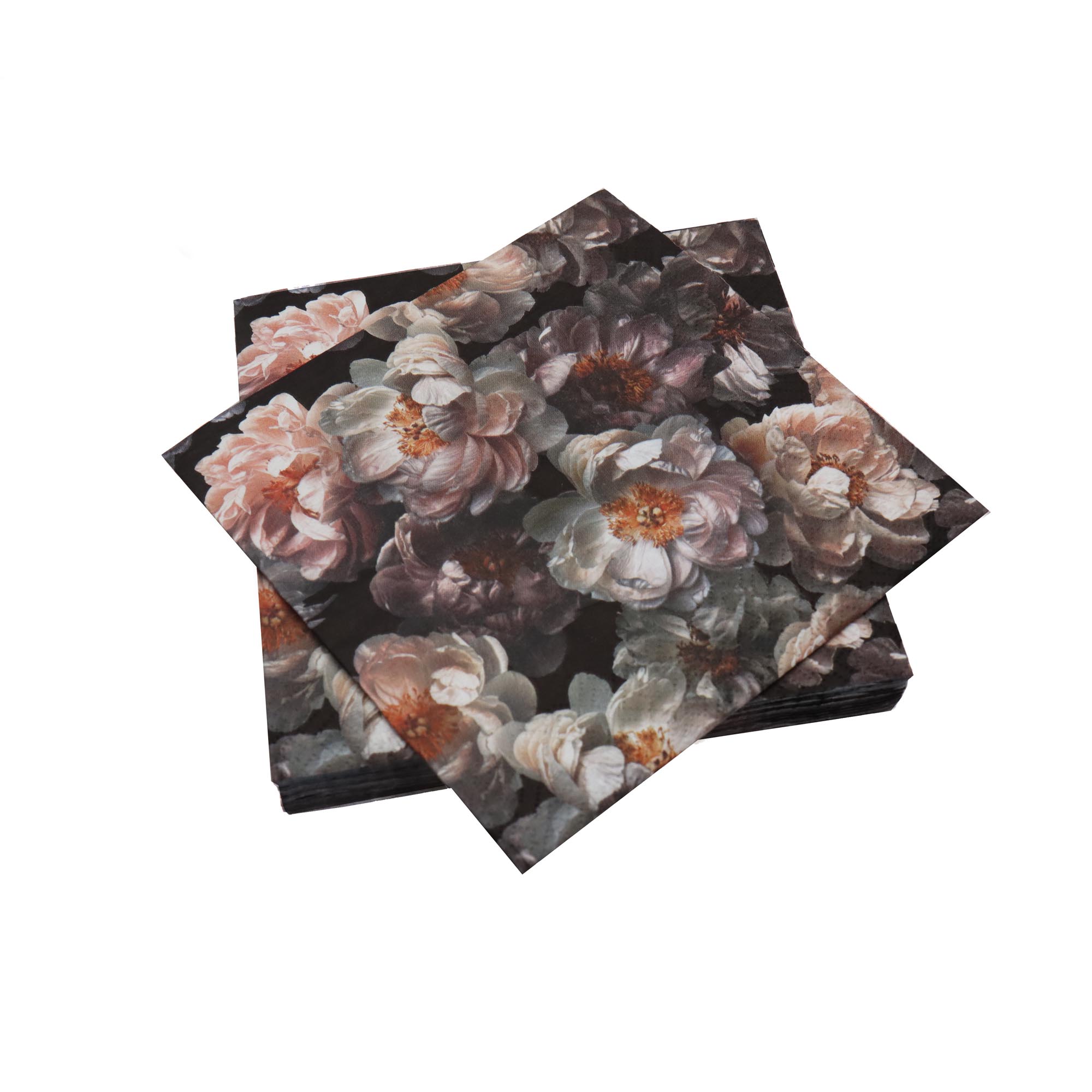 Luncheon Table Serviettes 3ply 33x33cm Dark Floral 20pack