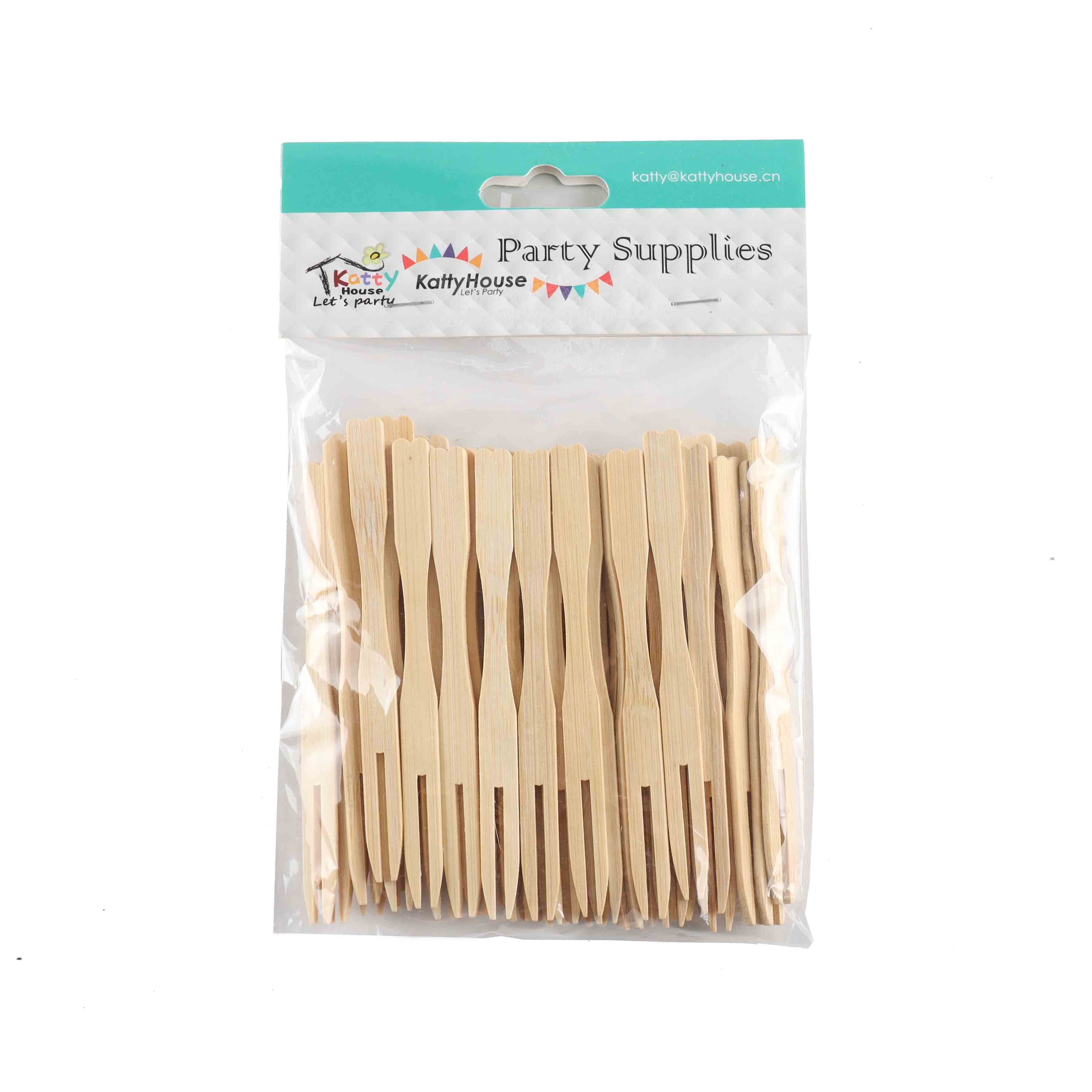 Disposable Bamboo Cocktail Forks 50pcs