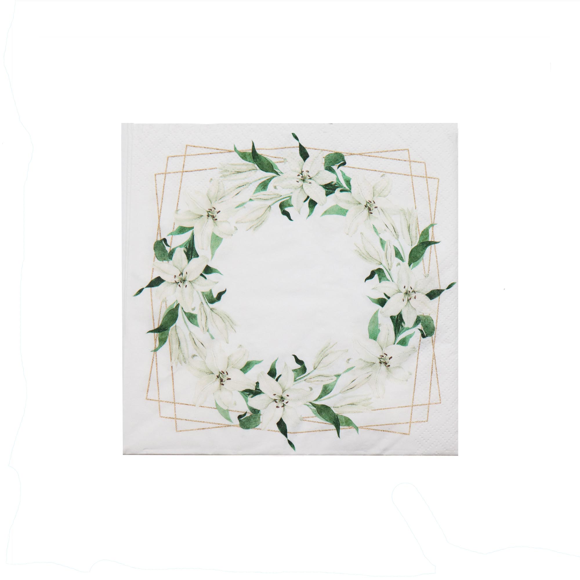Luncheon Table Serviettes 3ply 33x33cm White Flower 20pack