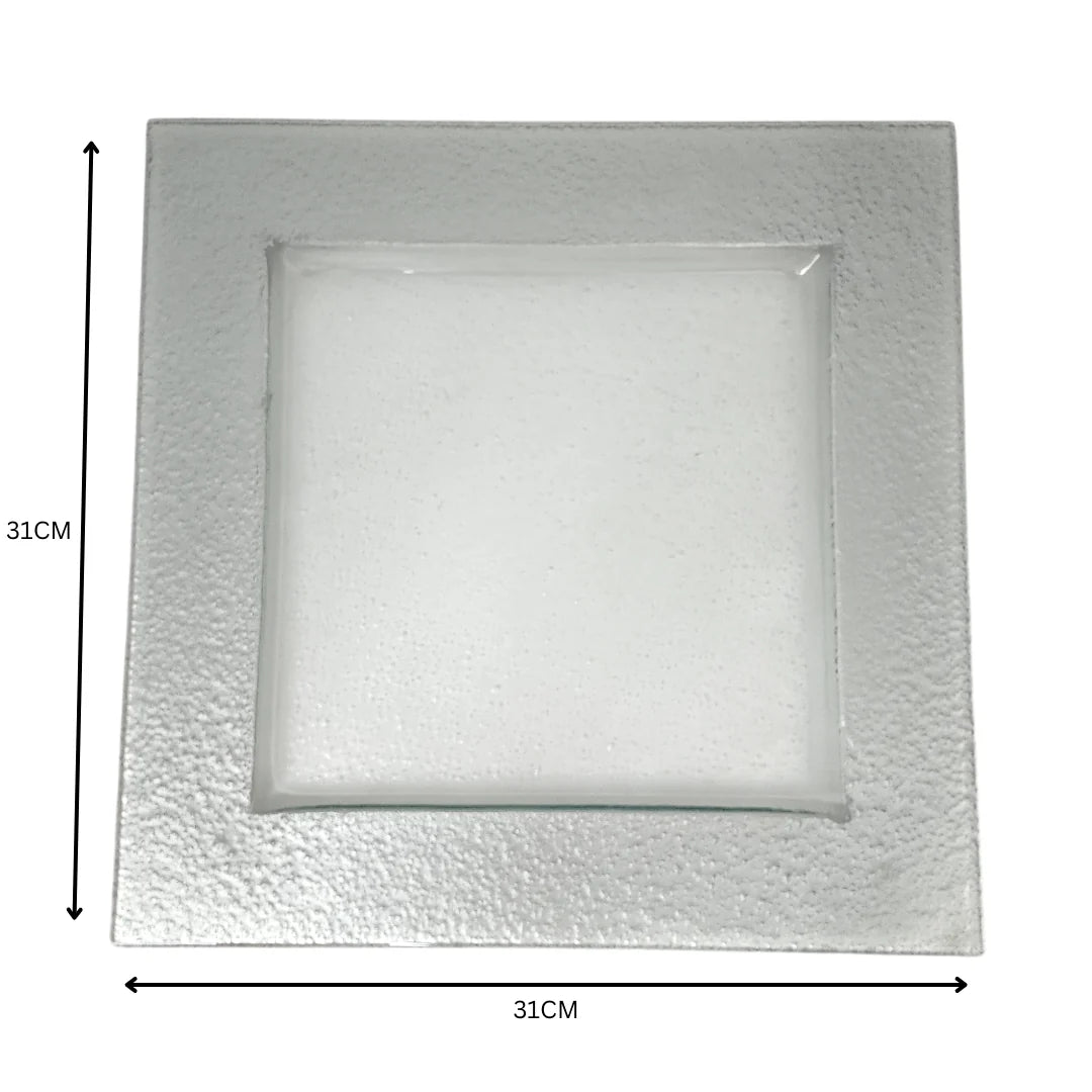 Underplate Square Silver Glass