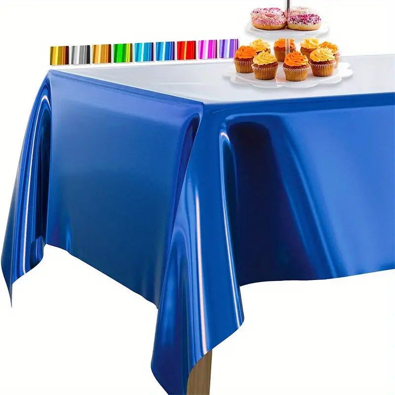 Metallic Plastic Table Cover 137x183cm Rectangular