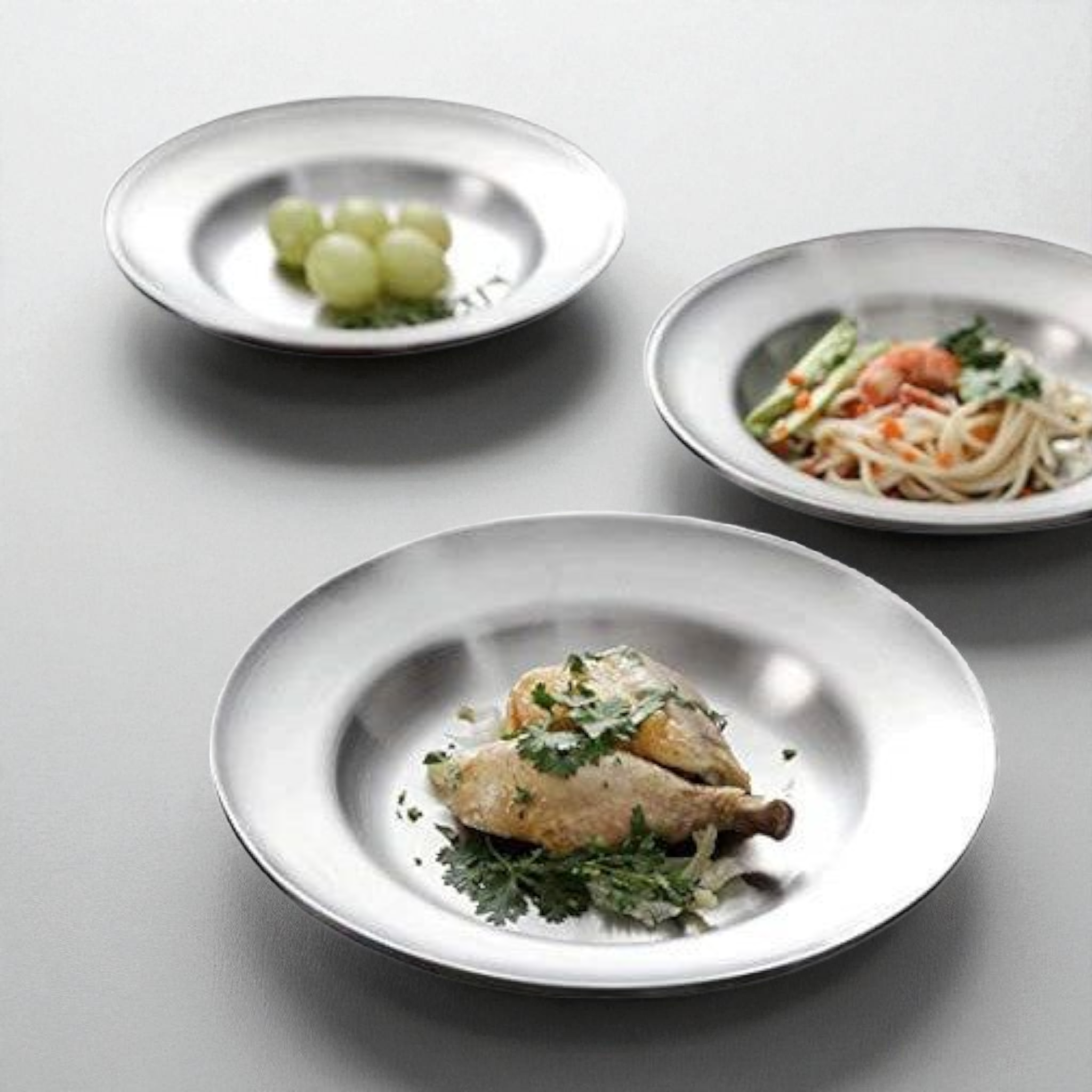 Dinner Plate 22cm Stainless Steel K0023 - Cafeteria Feeding Plate