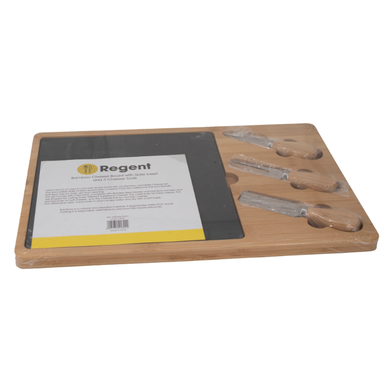 Regent Bamboo Cheese Board with Salt Board & 3 Cheese Tools