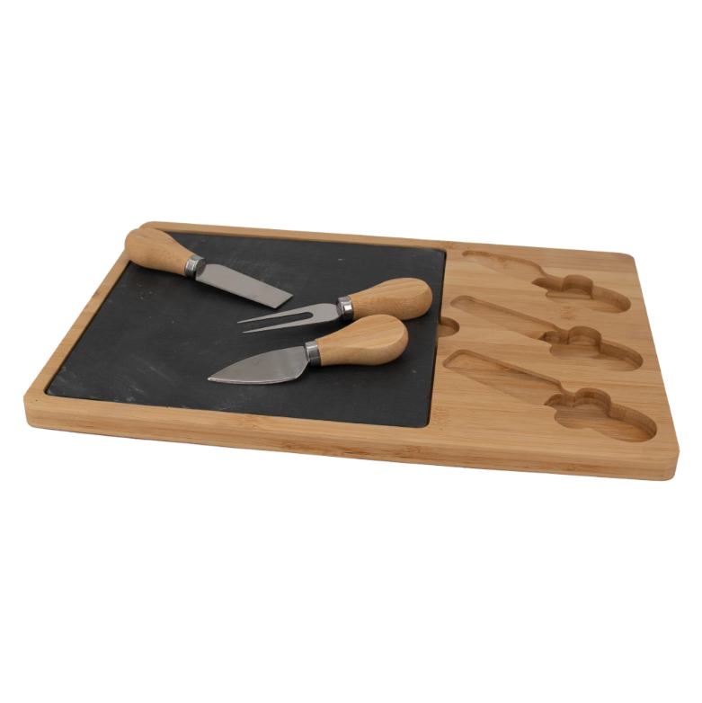 Regent Bamboo Cheese Board with Salt Board & 3 Cheese Tools