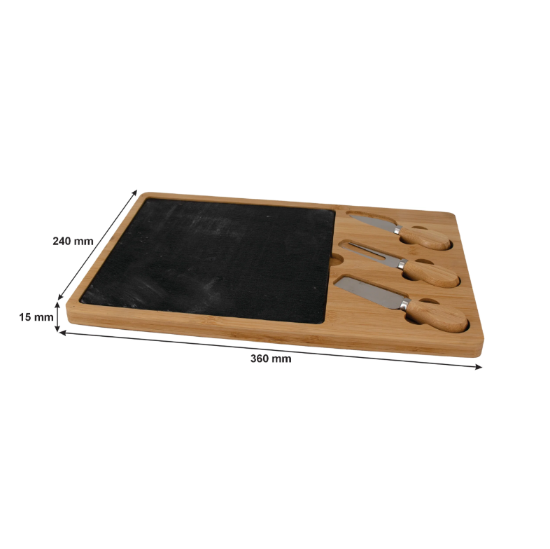 Regent Bamboo Cheese Board with Salt Board & 3 Cheese Tools