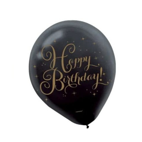 Happy Birthday Print Latex Balloons 6pack