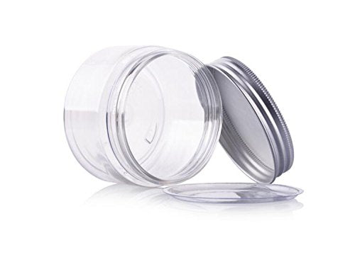 Cosmetic PET Plastic Jar with Aluminium Screw Silver Lid