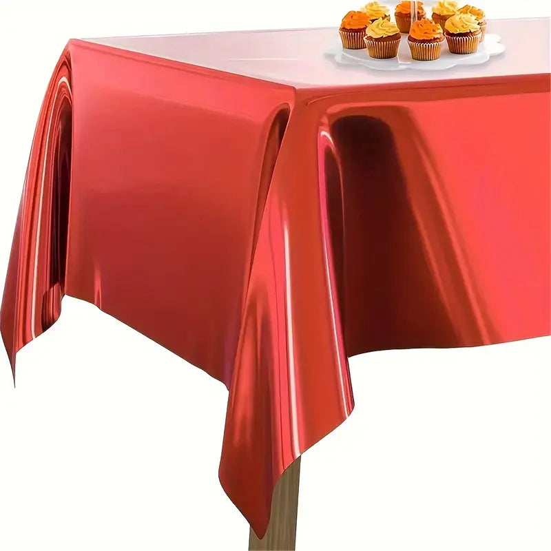 Metallic Plastic Table Cover 137x183cm Rectangular