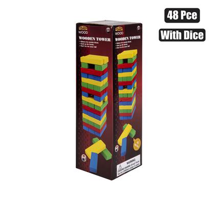 Game Color Wood Tower 48pcs with Dice