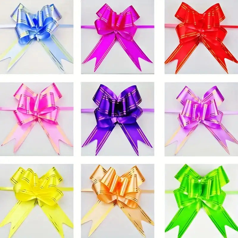 Cloth Pull Bow Ribbon Gold 37cm 10pack