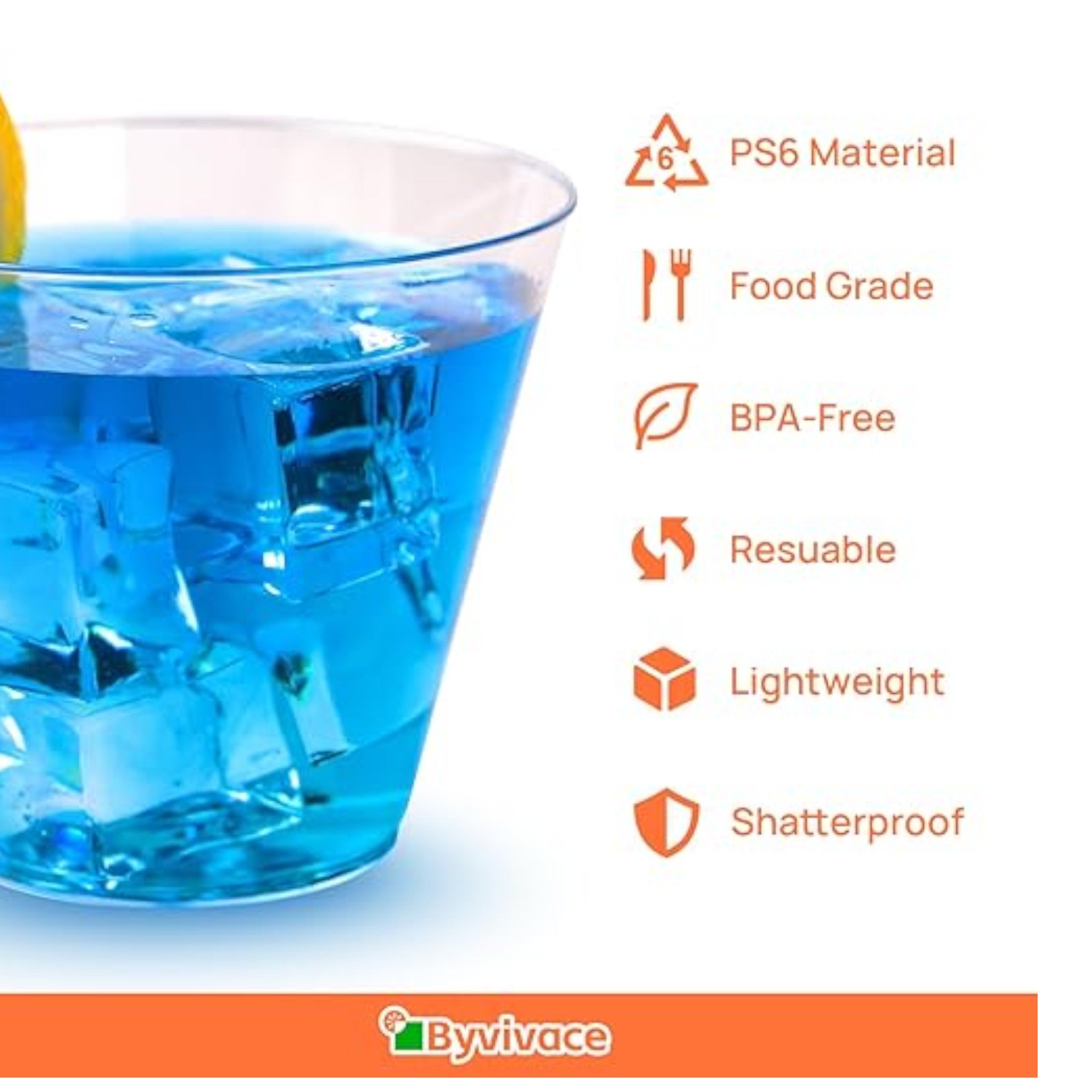 Acrylic Plastic Round Reusable Dessert Cups 180ml 10Pcs 7.7x7cm