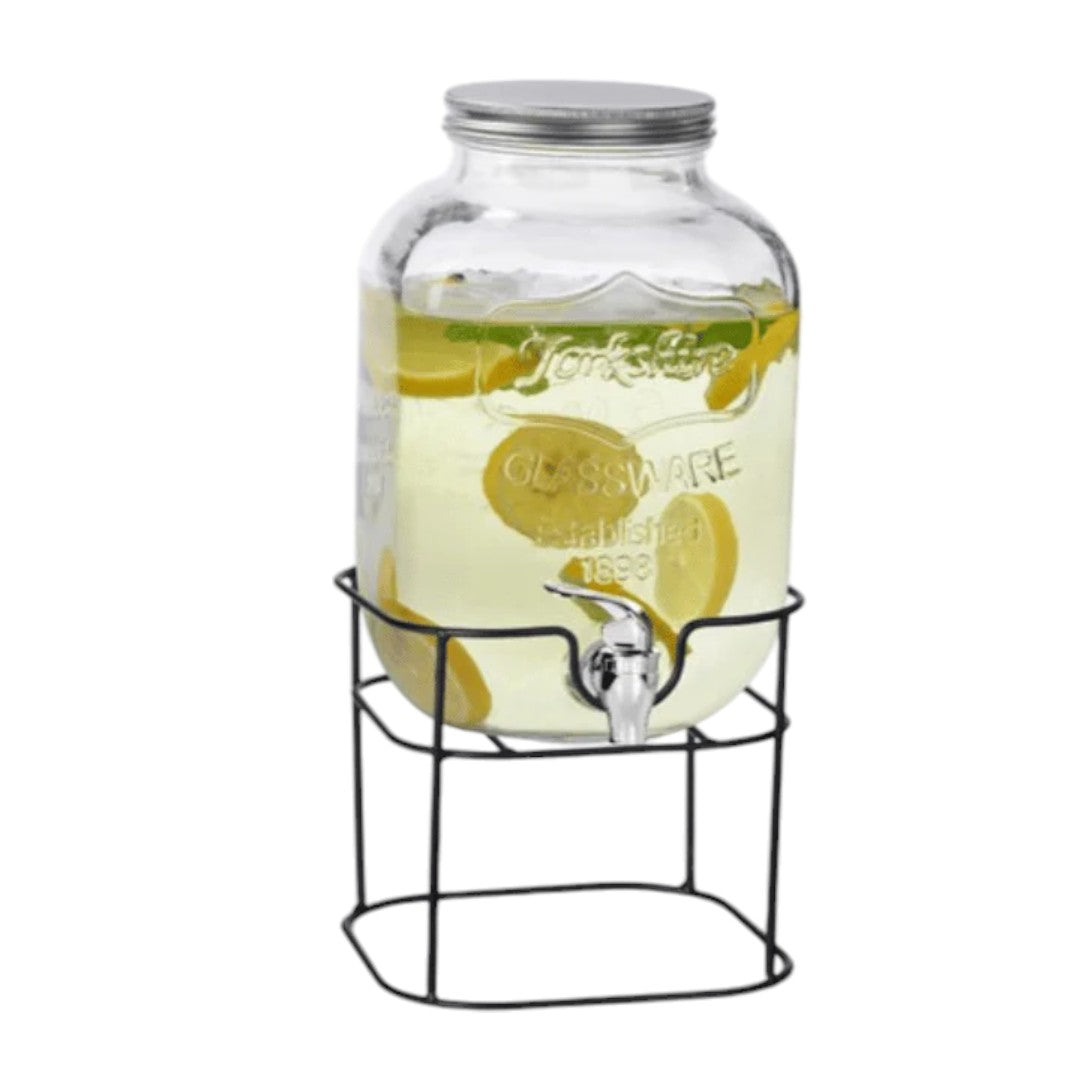 Continental Homeware Glass Beverage Dispenser with Metal Stand