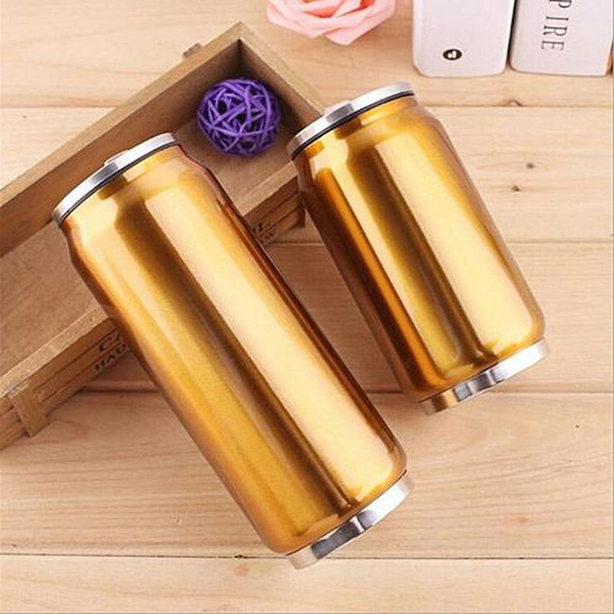 Can Shaped 350ml Thermos Drinking Bottle Flask Stainless Steel Vacuum Cup 14.5x6.4cm