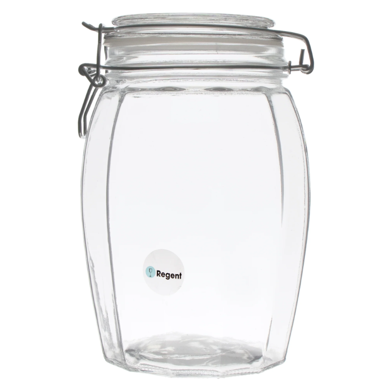 Regent Faceted Hermetic Glass canister Jar 1.2L with Clip Lid