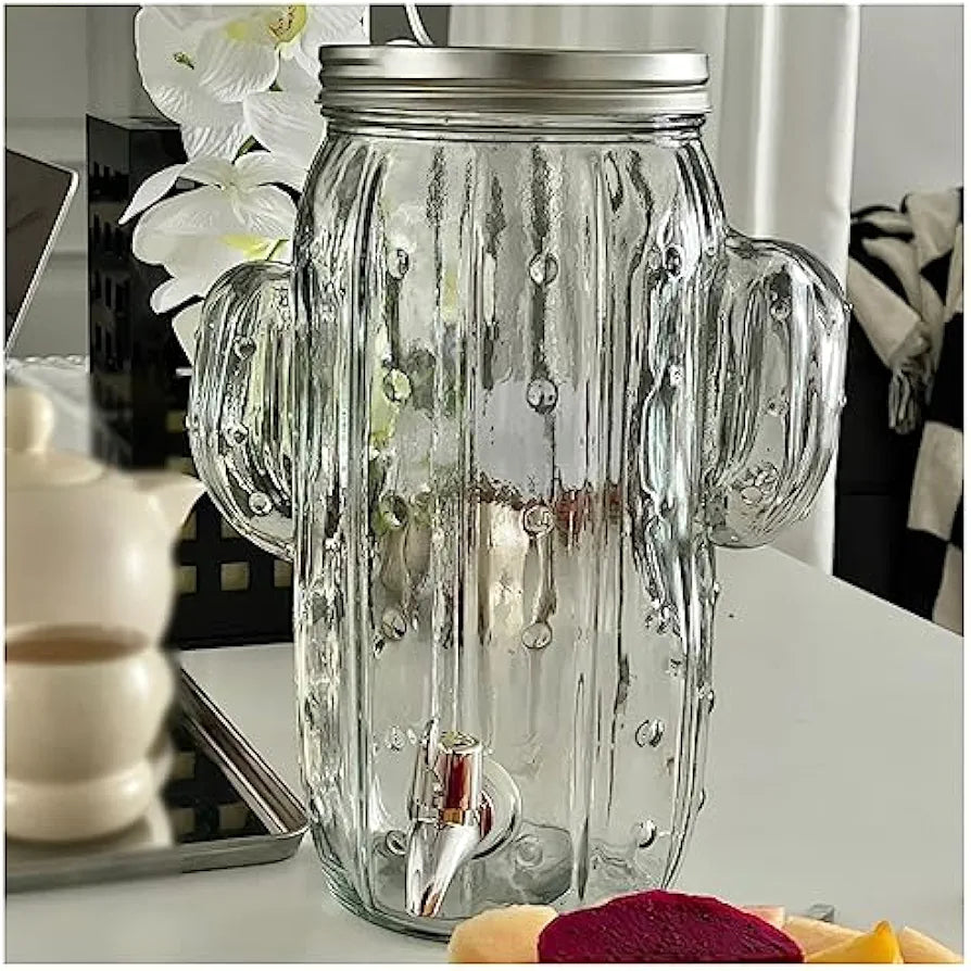 Beverage Dispenser 4L Glass Cactus 26123p