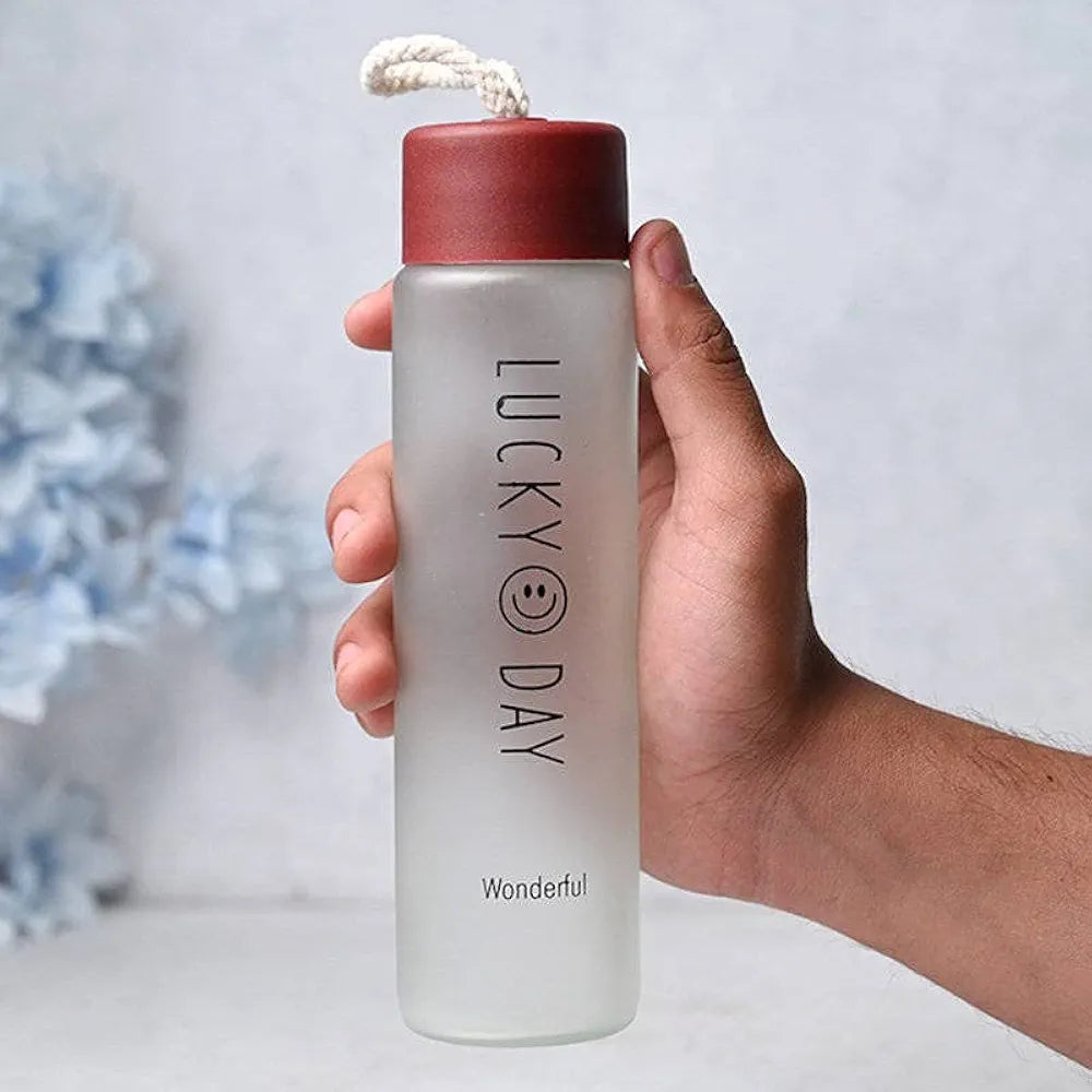 Sports Water Bottle 340ml Frosted Glass 180g 5.5x20cm 1pc