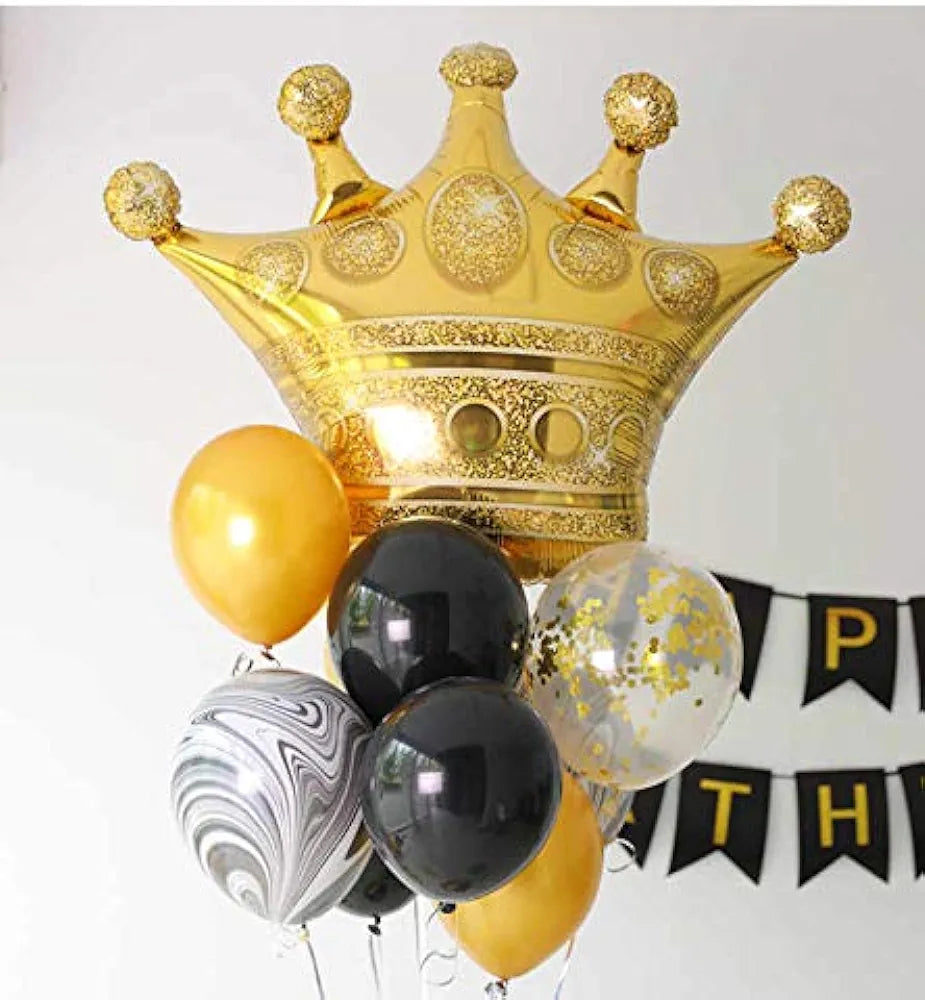 Happy Birthday Crown Foil Balloon Bouquet 5pc Set