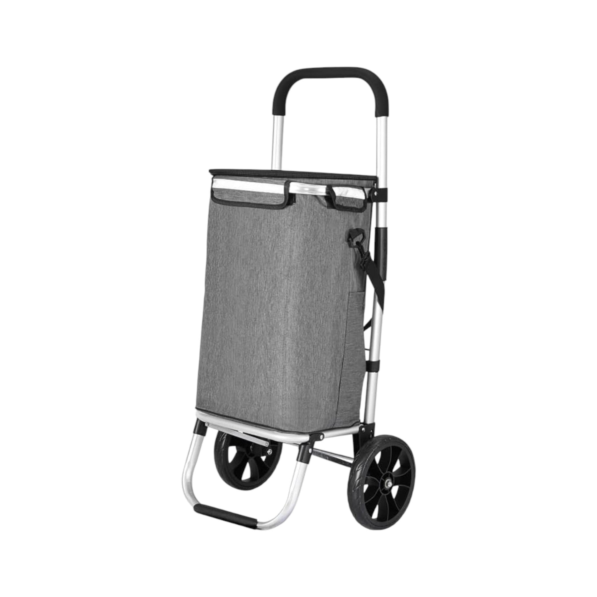 Smart Design Cooler Bag Trolley 46L - Aluminium Frame Foldable Storage Beach-Shopping-Camping Cooler Bag with Wheels