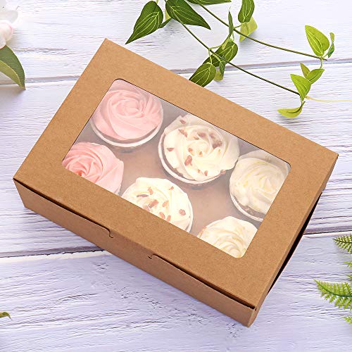 Kraft Gift Cupcake Boxes with Viewing Window