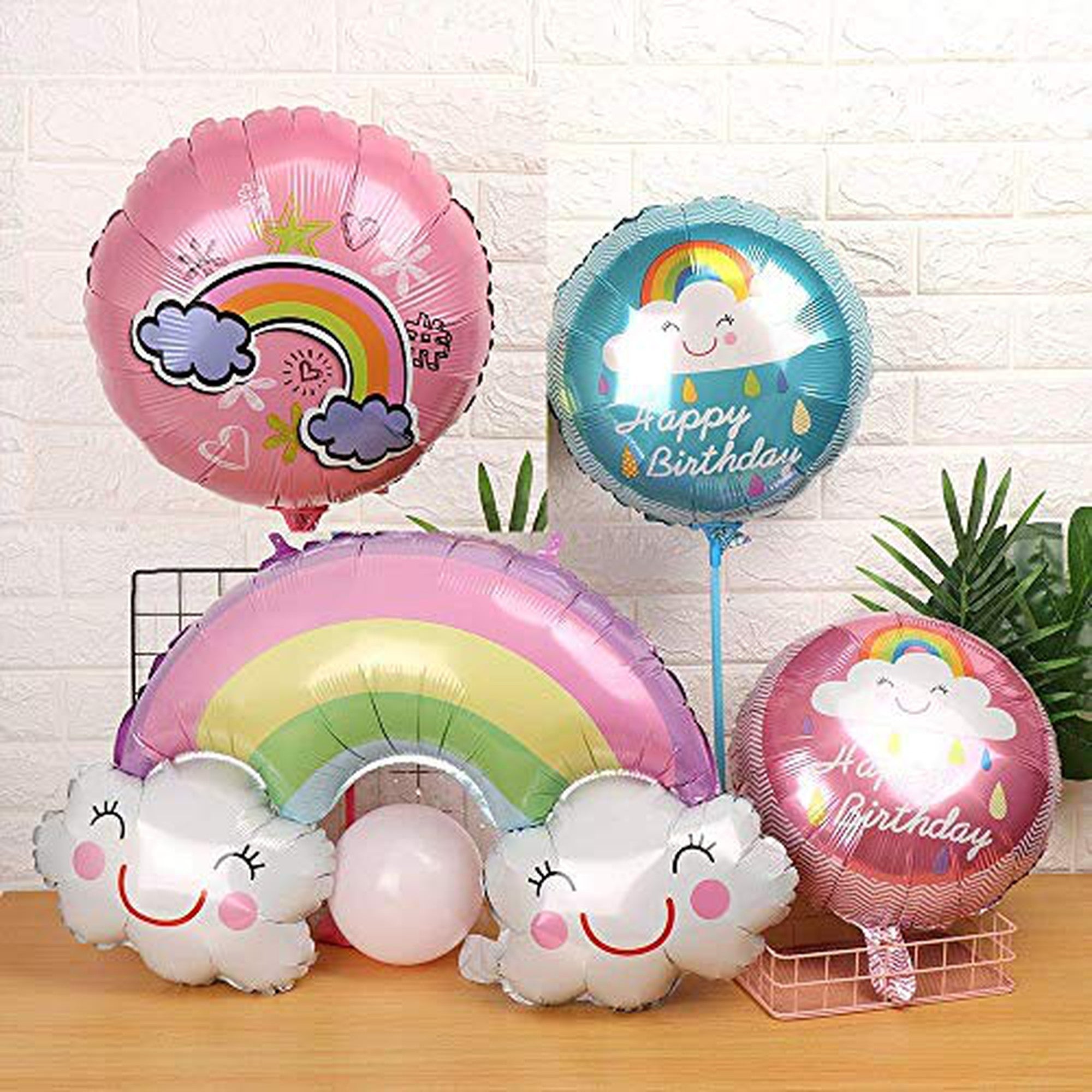 Foil Balloons Rainbow Bouquet Cloud Shape 5pc Set