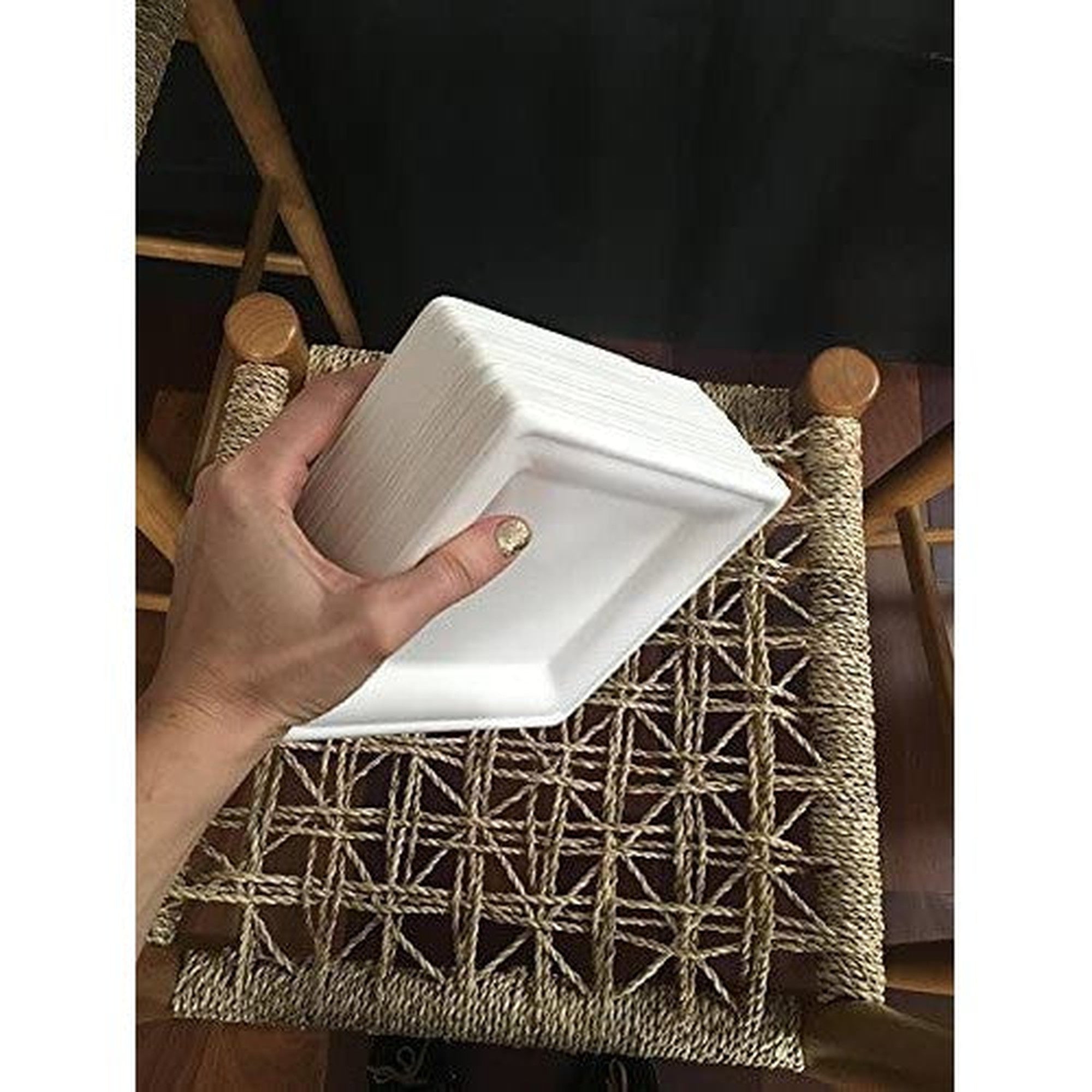 Biodegradable Takeaway Plate 10inch Square White Sugar Cane