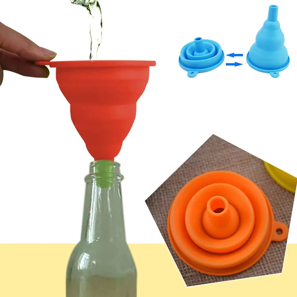 Mini Telescopic Silicone Collapsible Funnel 7x6x0.9cm 1pc