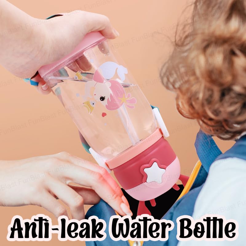 Kids Deer Horn Water Bottle 600ml with Sipper Lid 19x8cm