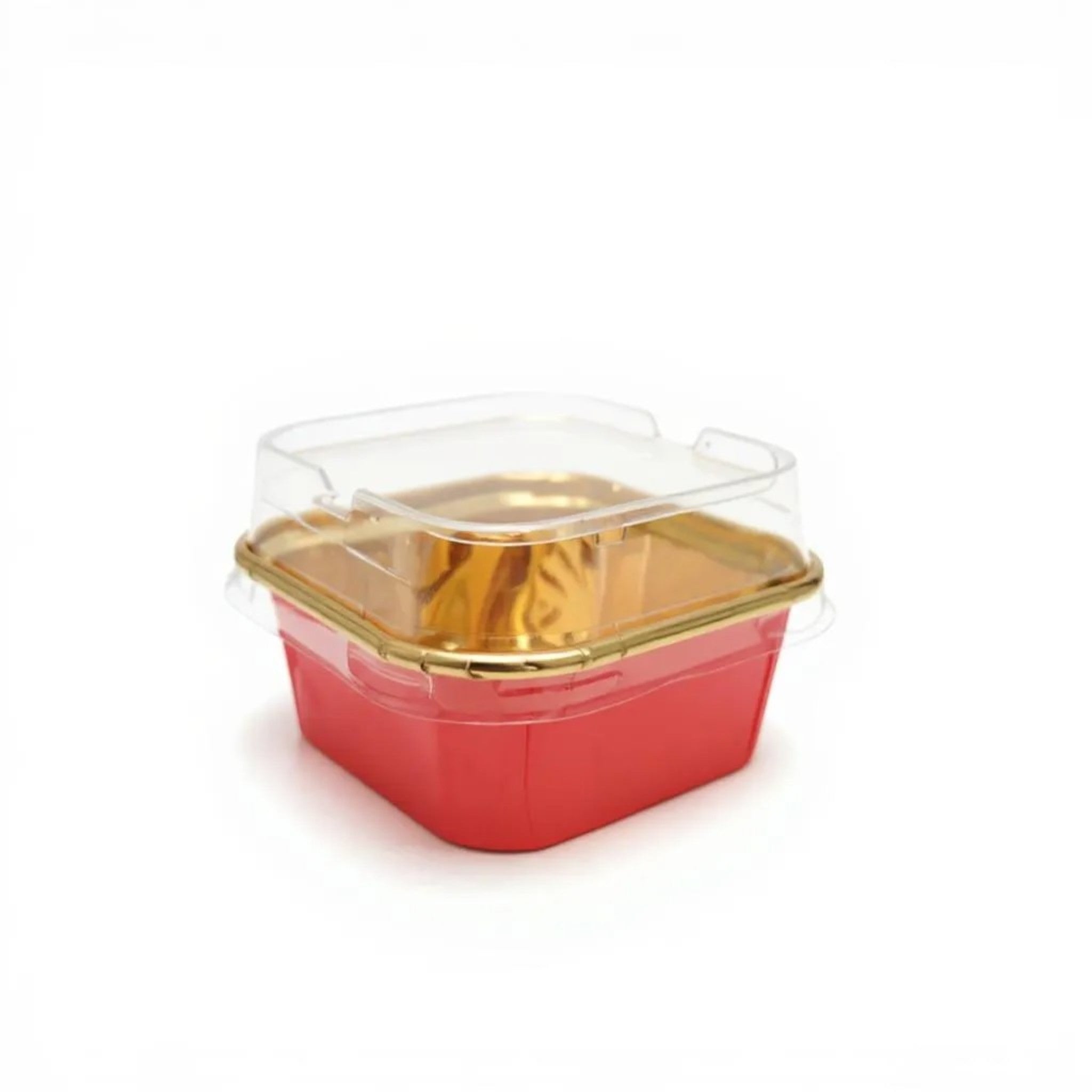 Disposable Square Cupcake Muffin Liner - Aluminium Cake Mould with Lid 5.8x8cm
