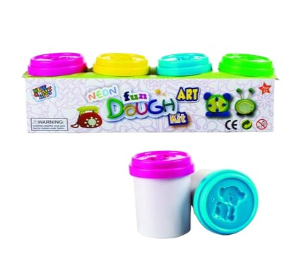 Edu Kids Play Dough Neon 60g Tub 4-Colors Set
