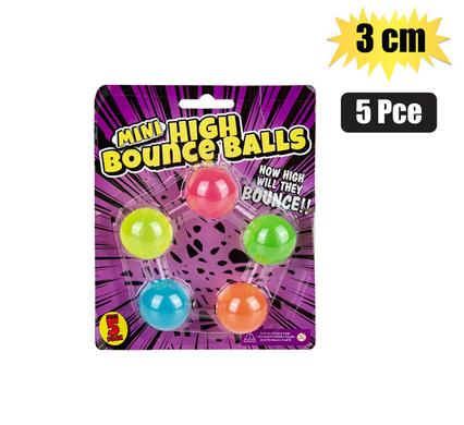 Novelty Ball Hi Bounce Mini 3cm 5pack Card