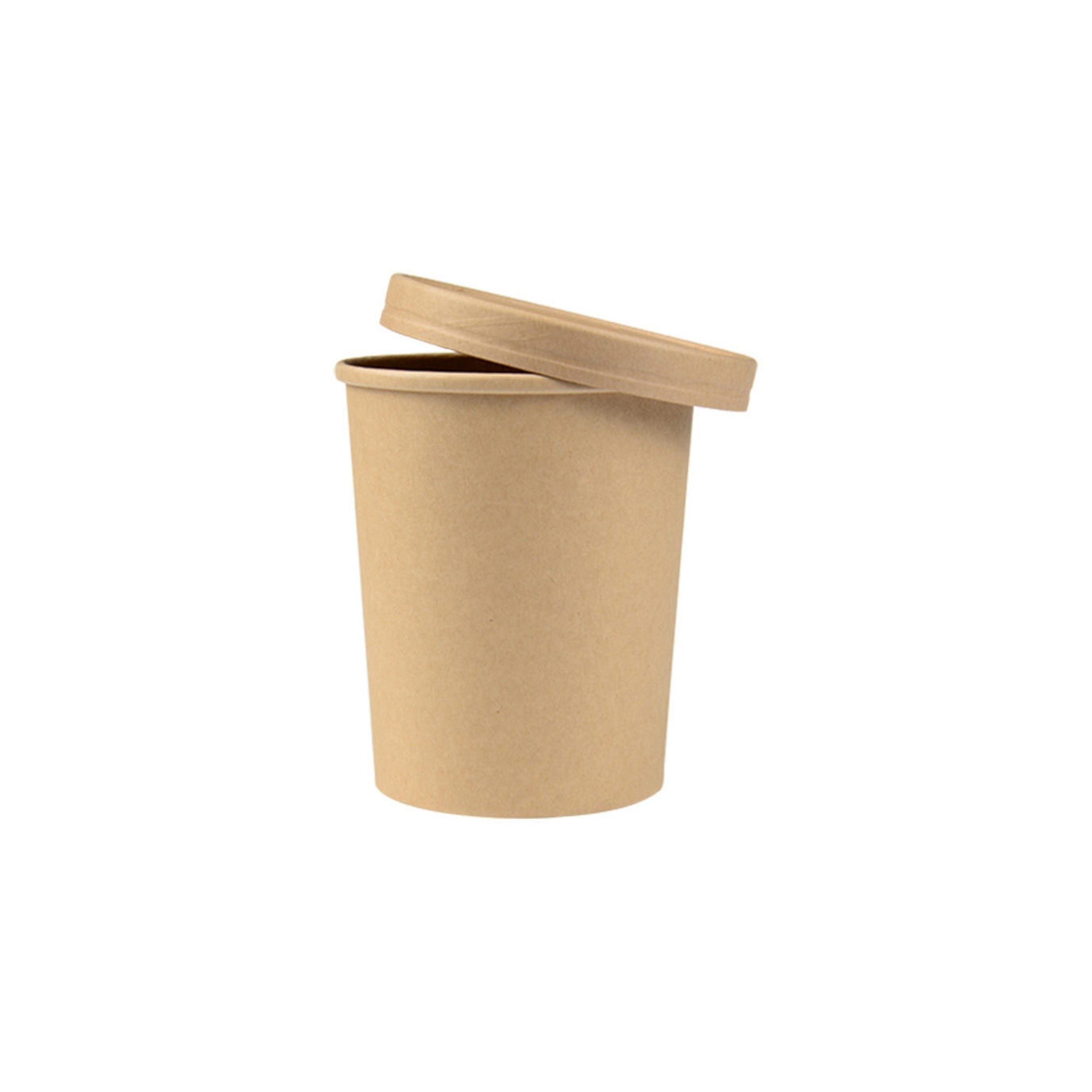 Kraft Paper Double Wall Ice Cream Cup 470ml Vintage Kraft Tubs with Vented Lid 10pack