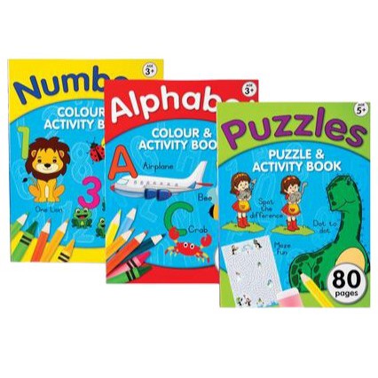 Educational Workbook 80pg Numbers-Alphabets-Puzzles