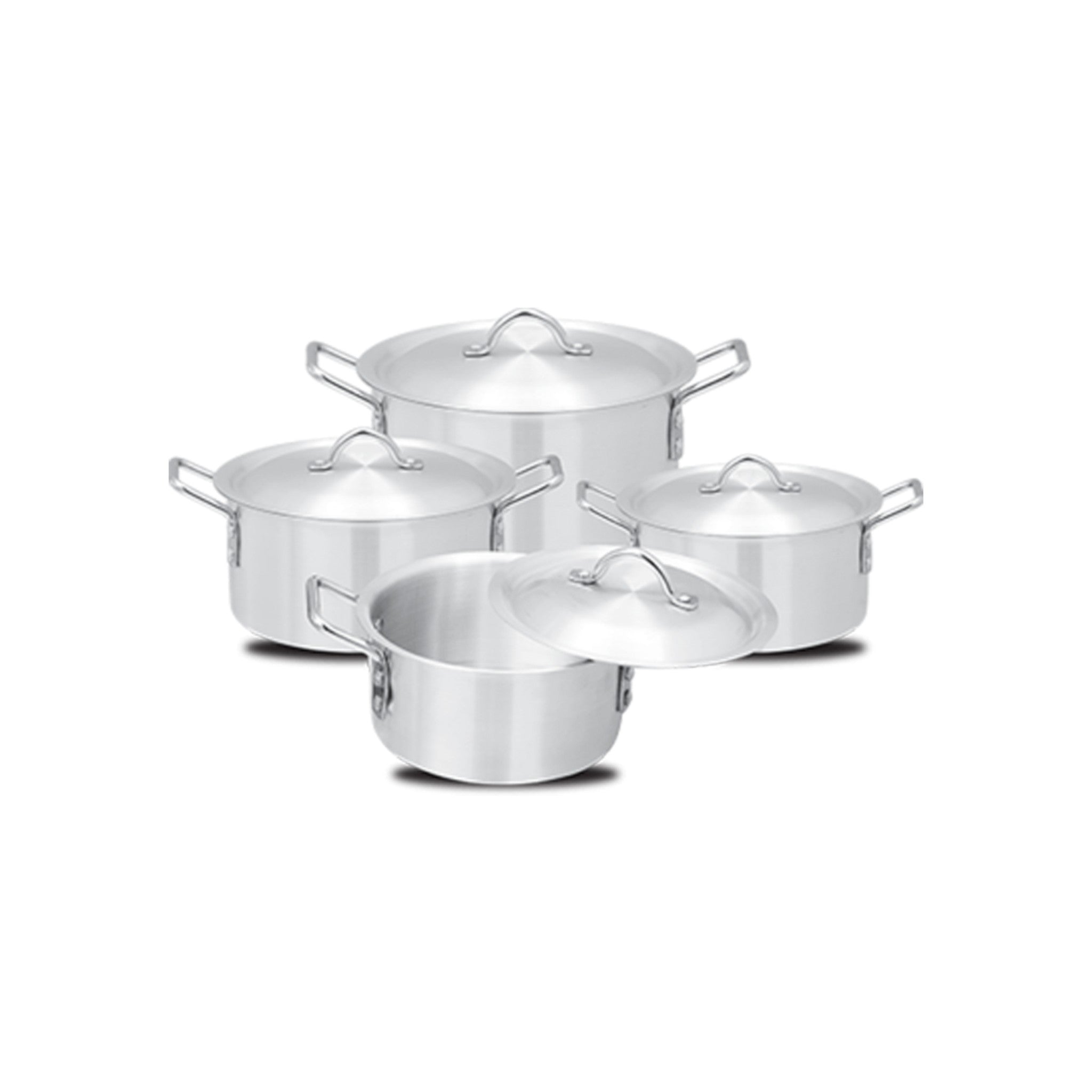 Heavy Duty Aluminum Cookware Pearl Stock Pots 4Pcs