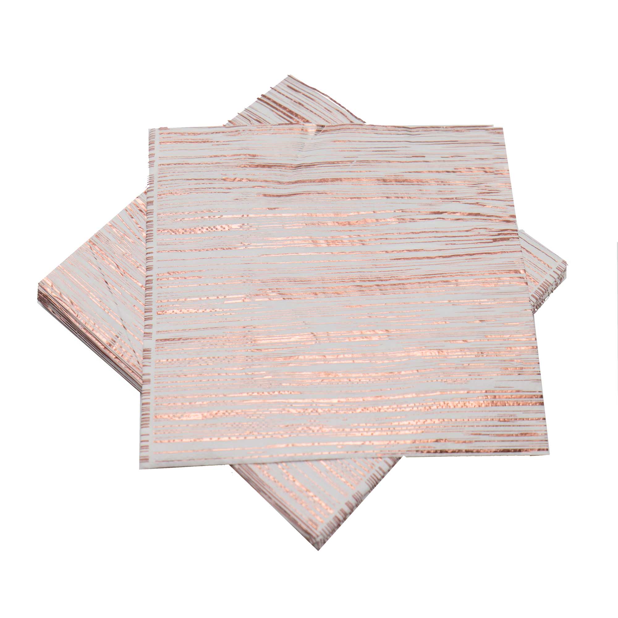 Luncheon Napkin Paper  Serviettes White with Rose Gold Stripes