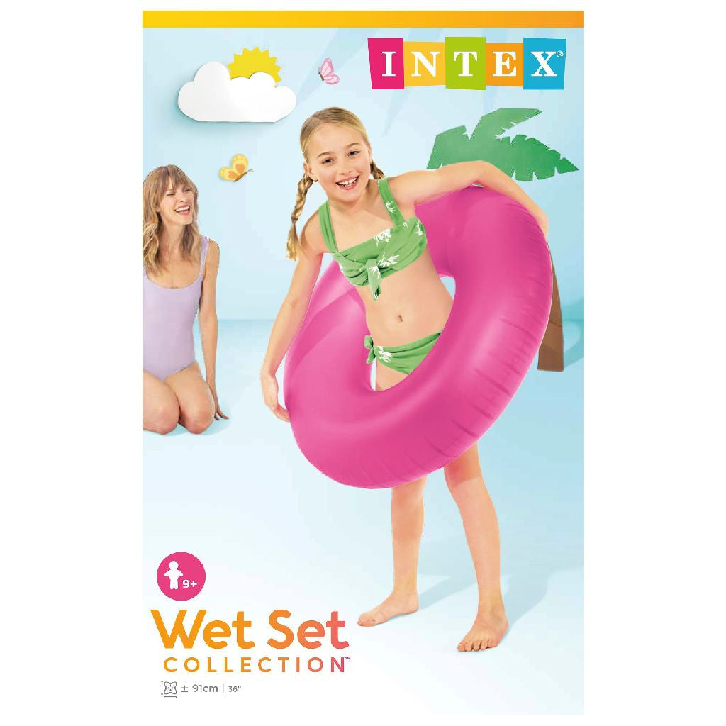 Intex Inflatable Swim Ring Round Tube 91cm Neon Frosted