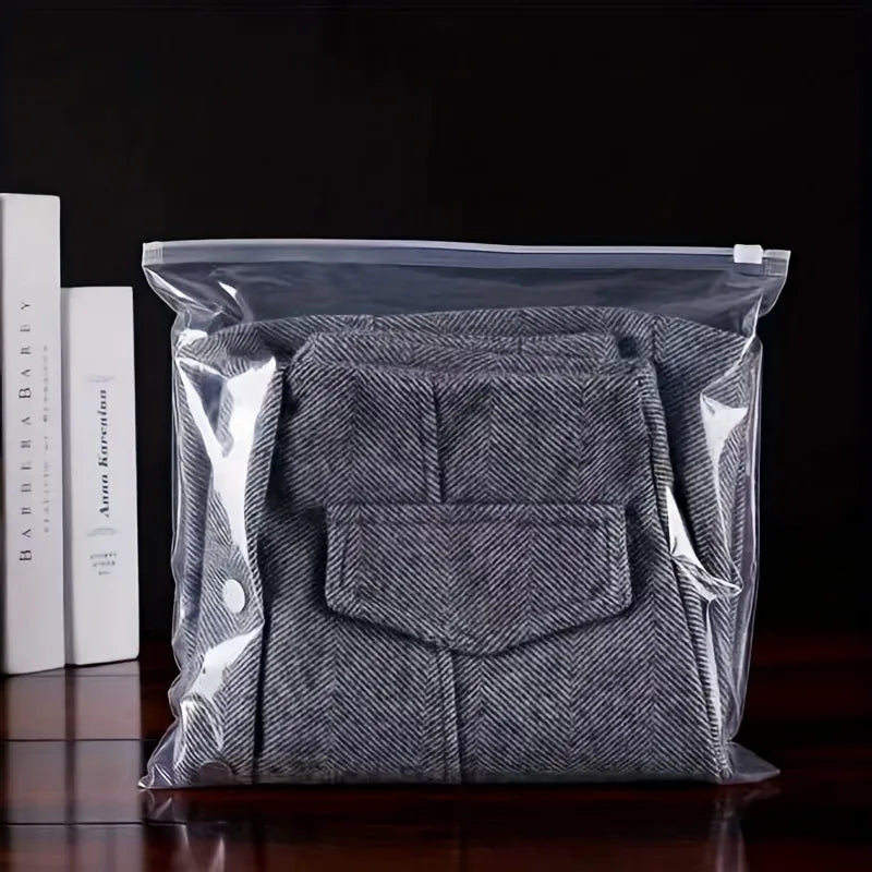 Re-Usable Slide Lock Seal Plastic Bags Clear PE Single Layer Waterproof 10pack