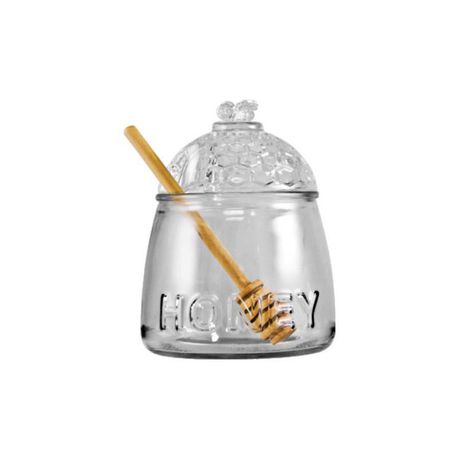 Regent Glass Honey Jar 590ml Dispenser and Dipper Stick 75088