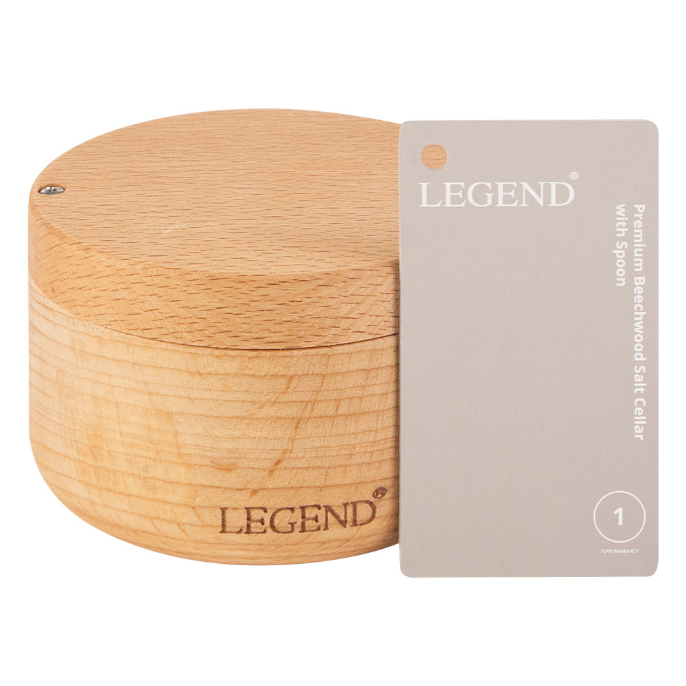 Legend Premium Beechwood Salt Cellar 10x5cm with Spoon