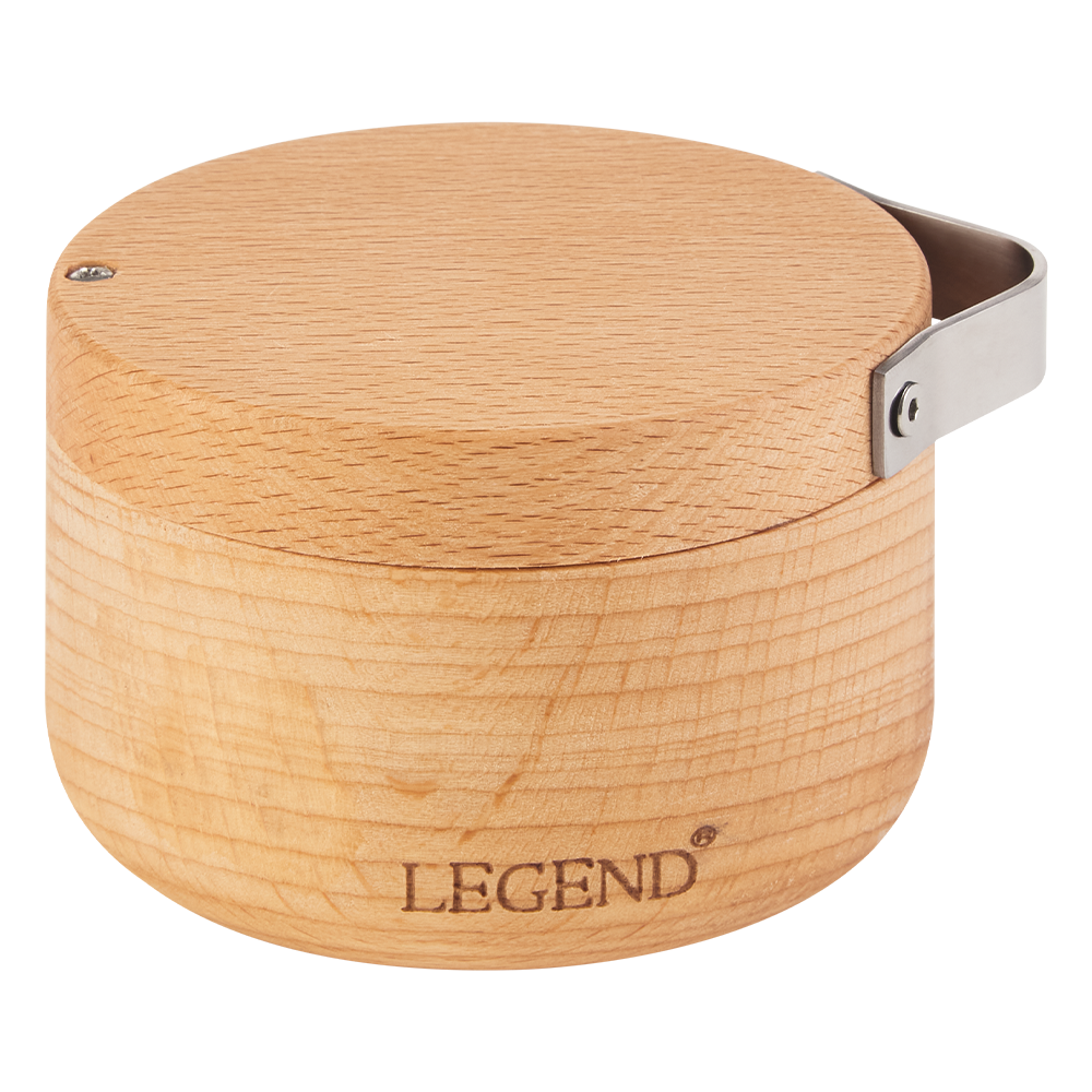 Legend Premium Beechwood Salt Cellar 10x5cm with Spoon