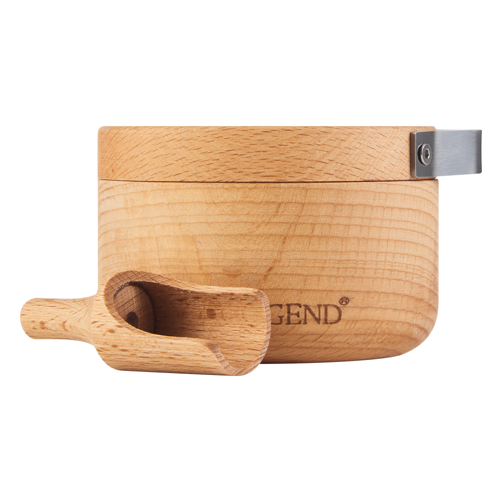 Legend Premium Beechwood Salt Cellar 10x5cm with Spoon