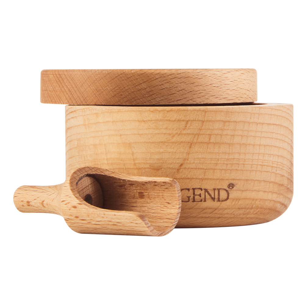 Legend Premium Beechwood Salt Cellar 10x5cm with Spoon