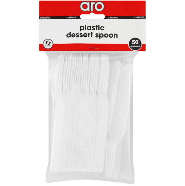 Aro Disposable Plastic Dessert Spoon 50pack