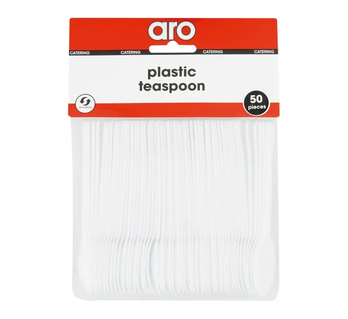 Aro Plastic Teaspoon White 50pack