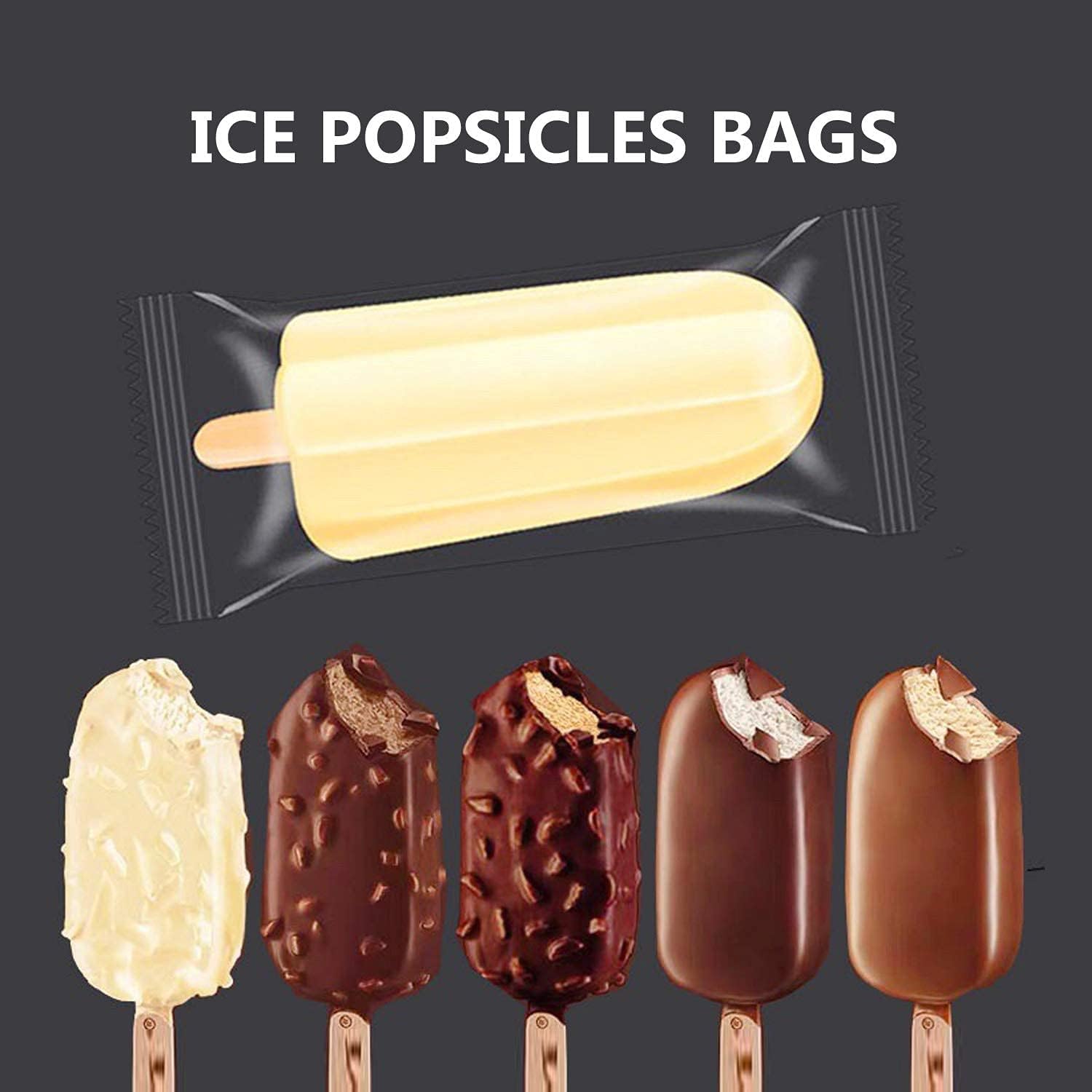 Ice Cream Popsicle Packaging Mold Bags Clear 8x19cm 100pack