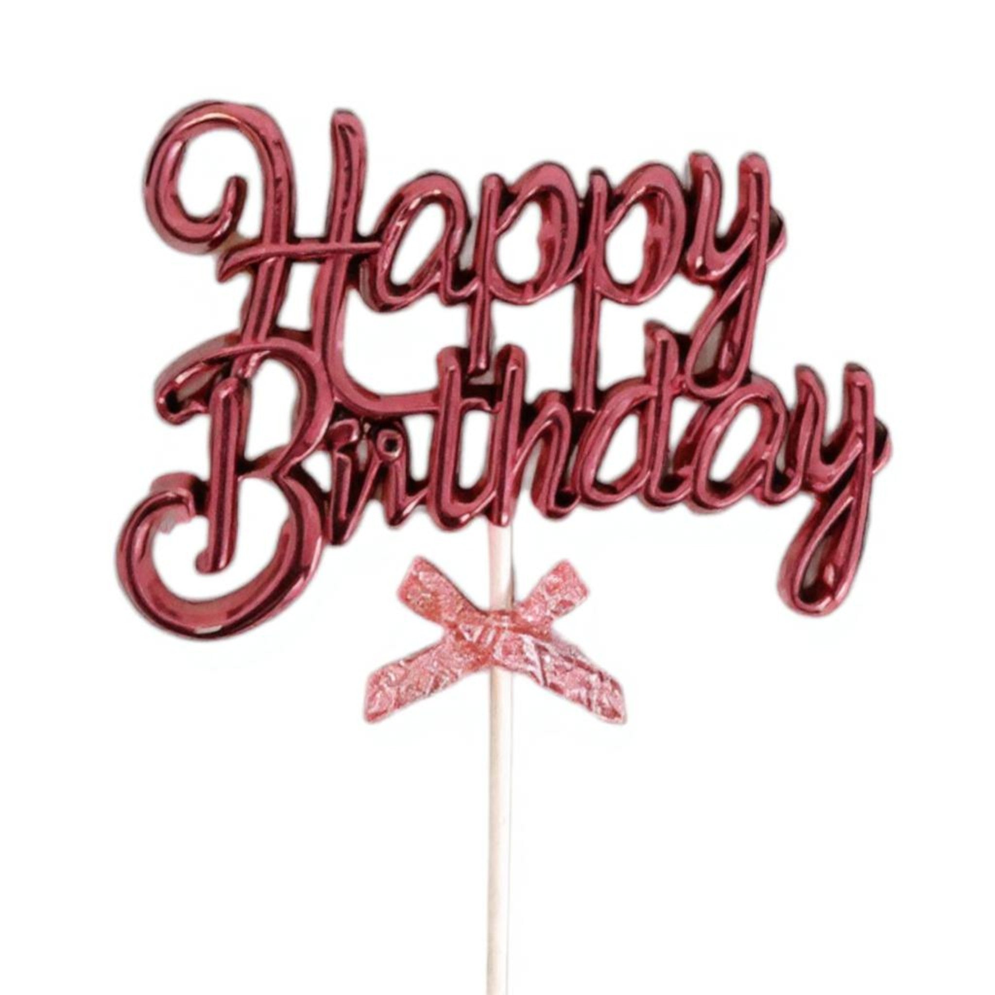 Acrylic Cake Topper Happy Birthday Bow Tie Theme